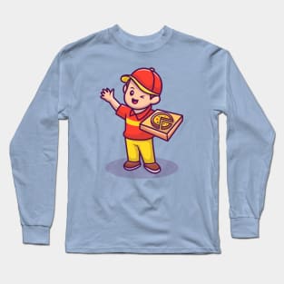 Courier With Pizza Box Long Sleeve T-Shirt